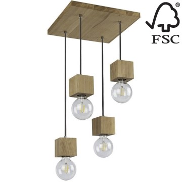 Chandelier on a string TRONGO 4xE27/60W/230V oak - FSC certified