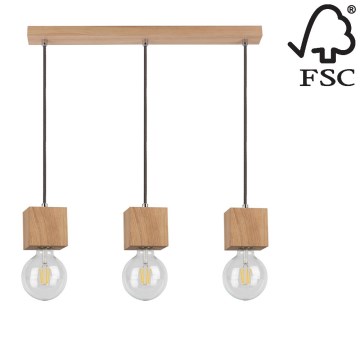 Chandelier on a string TRONGO ROUND 3xE27/60W/230V oak - FSC certified