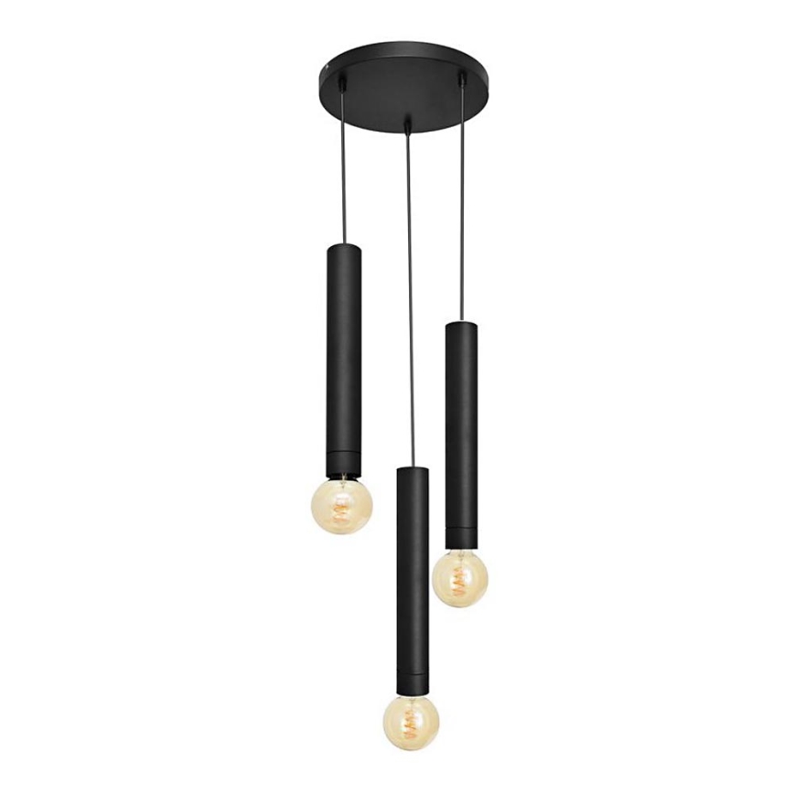 Chandelier on a string TUBA 3xE27/15W/230V black