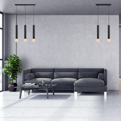 Chandelier on a string TUBA 3xE27/15W/230V black