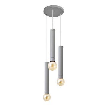 Chandelier on a string TUBA 3xE27/15W/230V grey