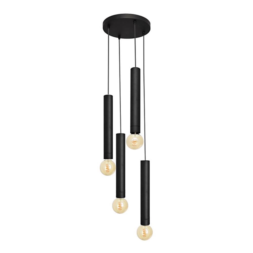 Chandelier on a string TUBA 4xE27/15W/230V black