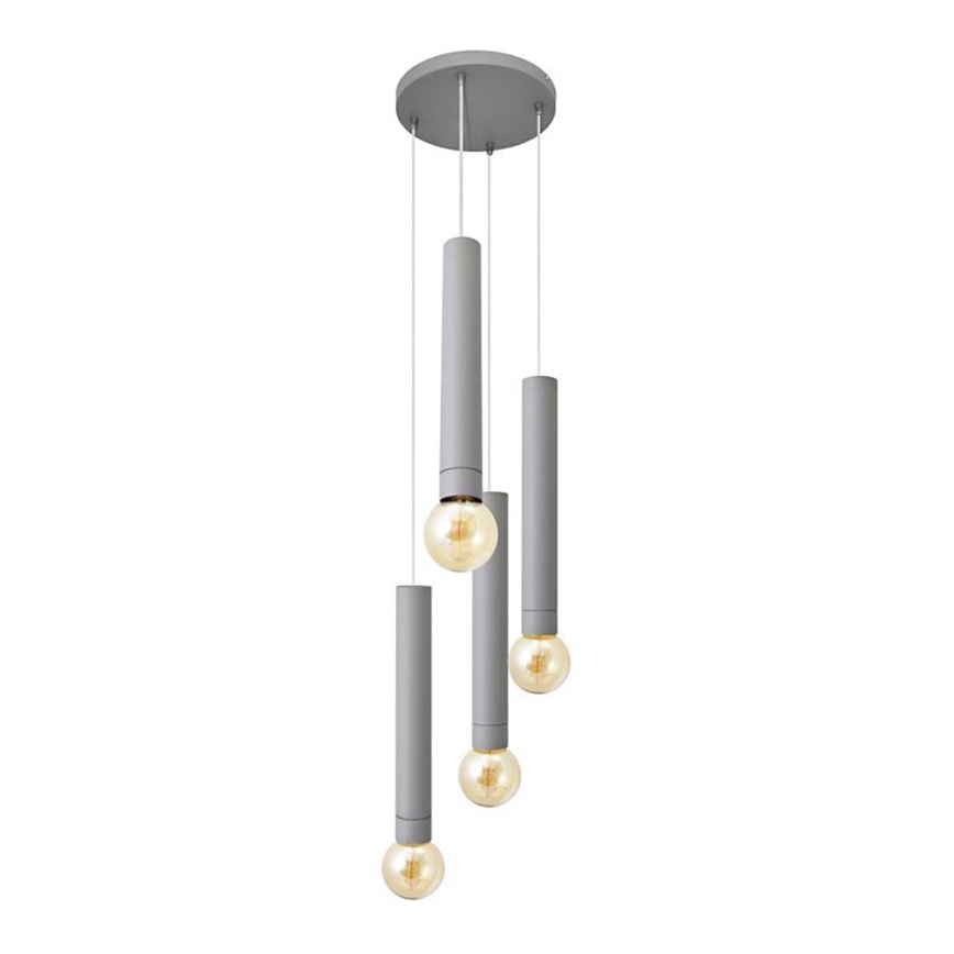 Chandelier on a string TUBA 4xE27/15W/230V grey