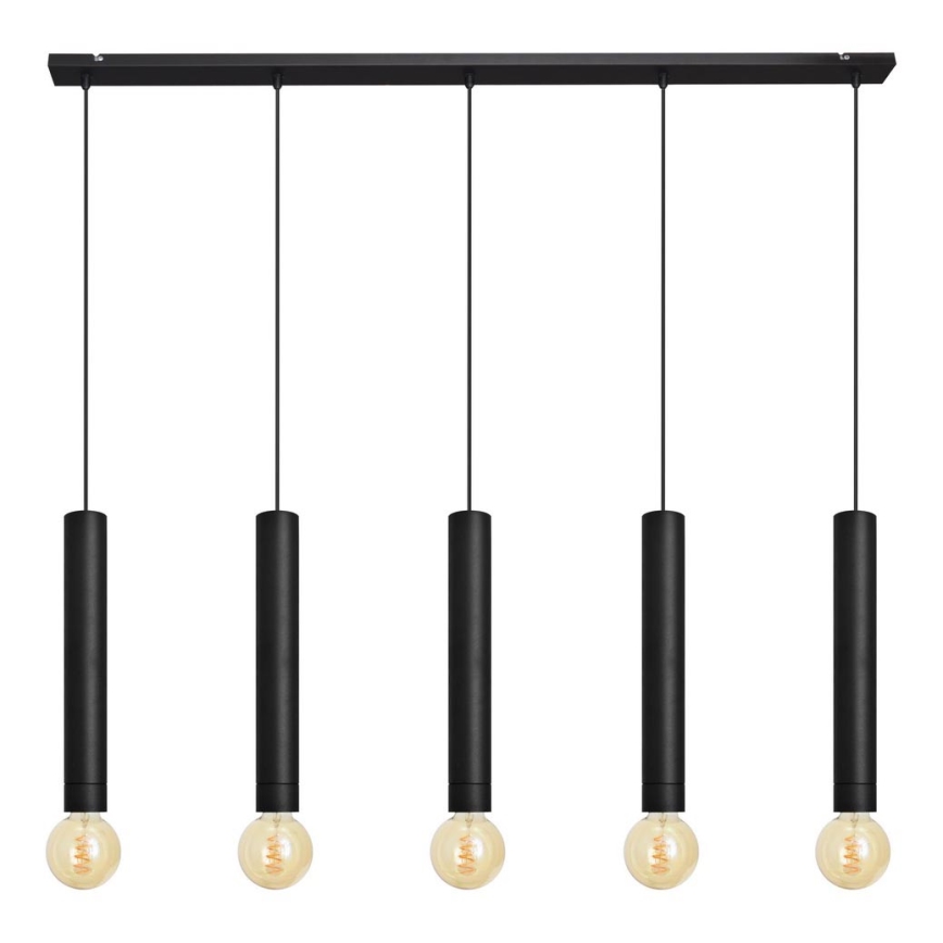 Chandelier on a string TUBA 5xE27/15W/230V black