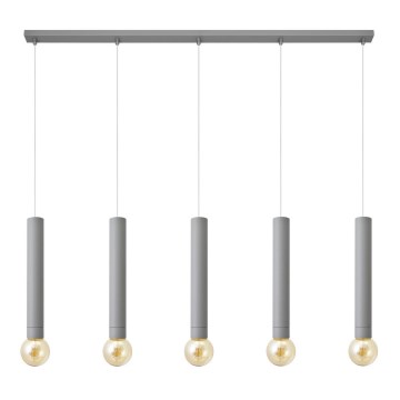 Chandelier on a string TUBA 5xE27/15W/230V grey