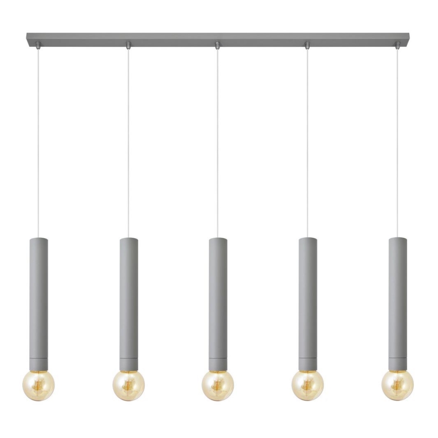 Chandelier on a string TUBA 5xE27/15W/230V grey