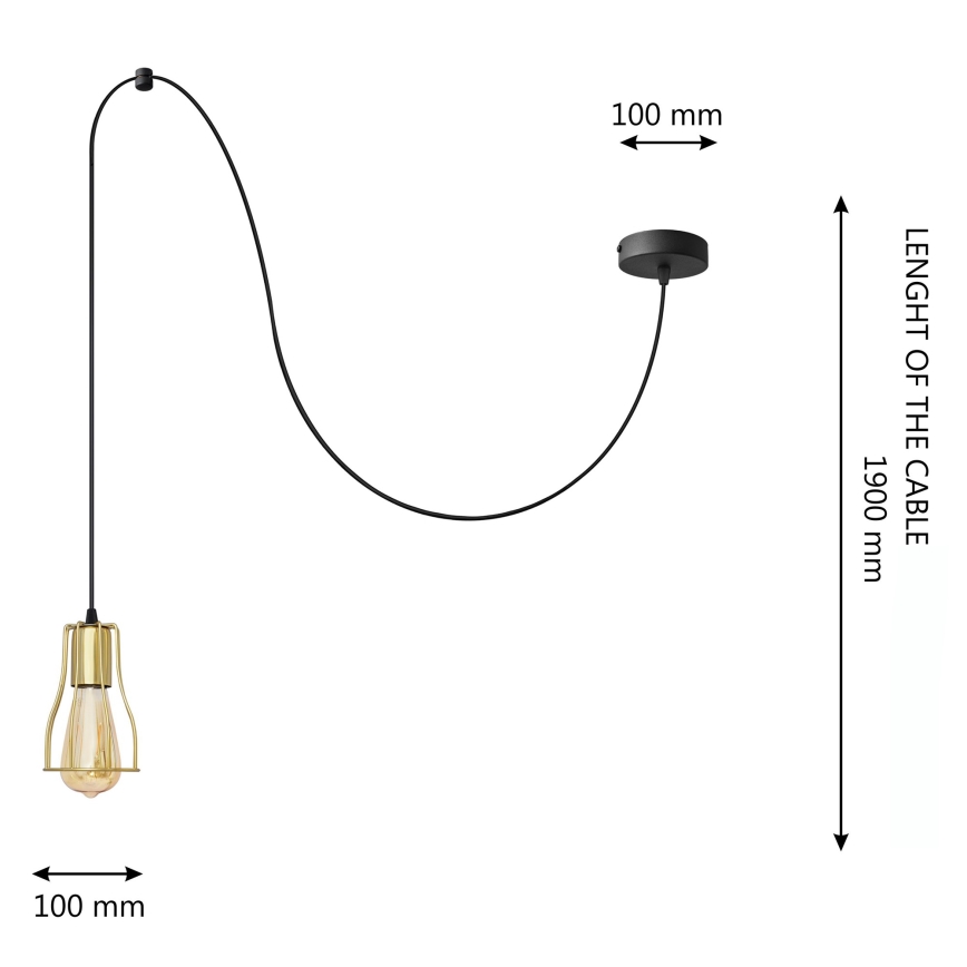Chandelier on a string TUBE 1xE27/15W/230V black/gold
