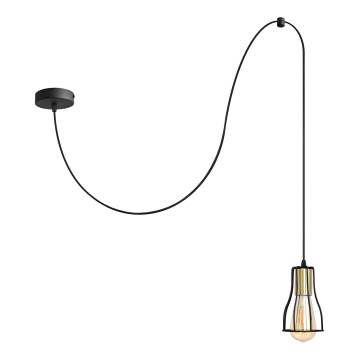 Chandelier on a string TUBE 1xE27/15W/230V black/gold