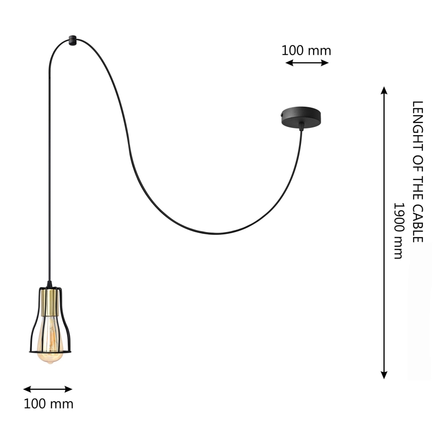 Chandelier on a string TUBE 1xE27/15W/230V black/gold