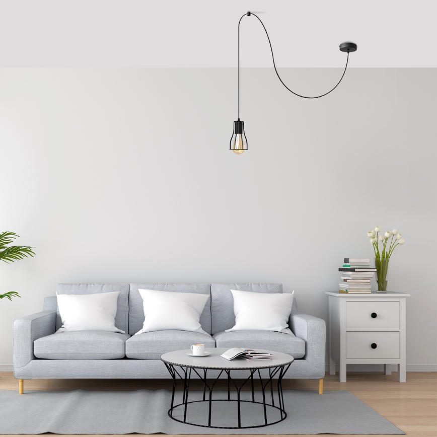 Chandelier on a string TUBE 1xE27/15W/230V black