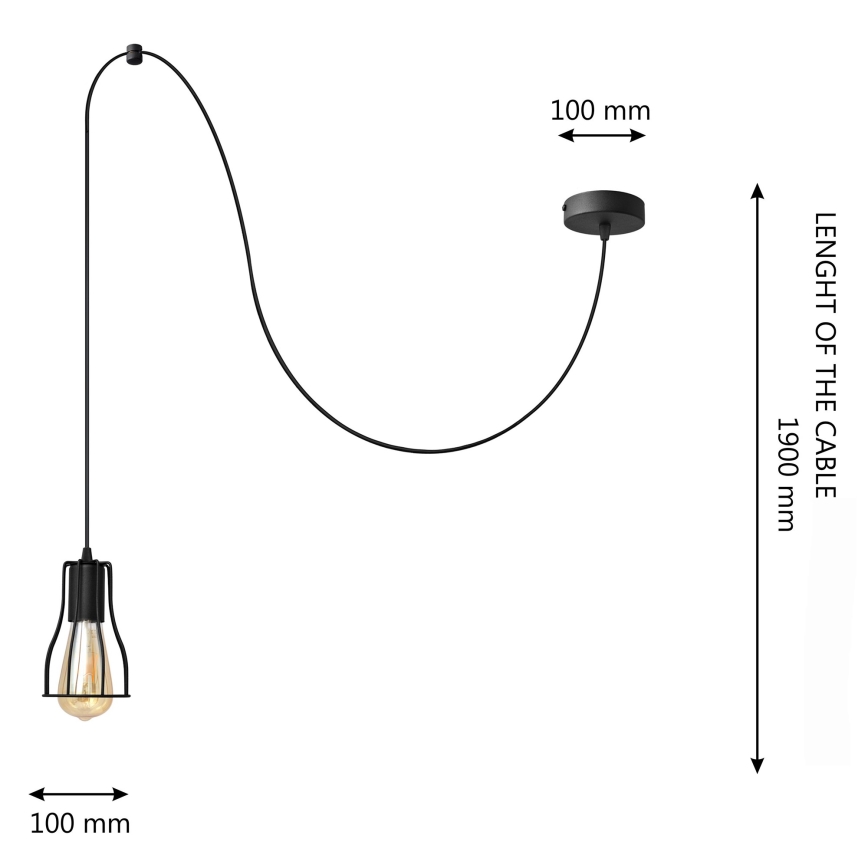 Chandelier on a string TUBE 1xE27/15W/230V black