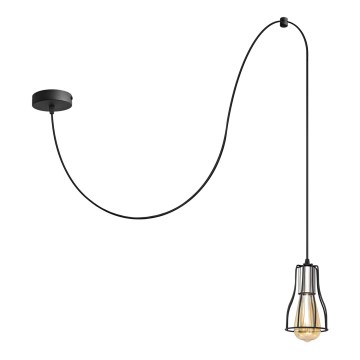 Chandelier on a string TUBE 1xE27/15W/230V black/shiny chrome