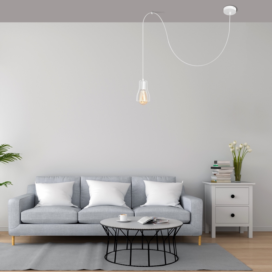 Chandelier on a string TUBE 1xE27/15W/230V white
