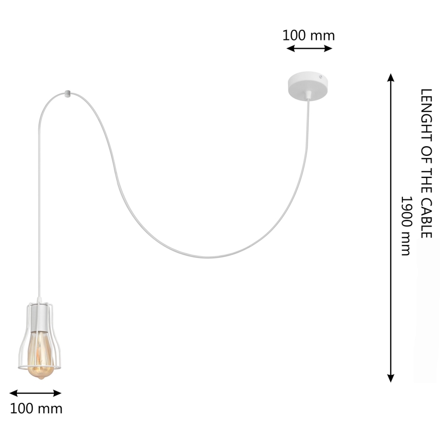 Chandelier on a string TUBE 1xE27/15W/230V white
