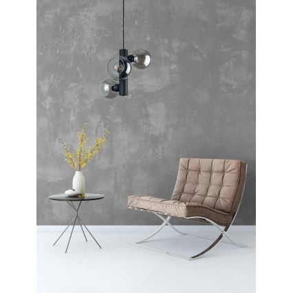 Chandelier on a string TUBE 3xE27/60W/230V black/smoky black