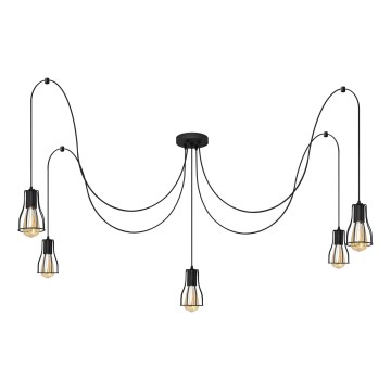 Chandelier on a string TUBE 5xE27/15W/230V spider black
