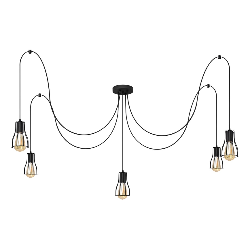 Chandelier on a string TUBE 5xE27/15W/230V spider black