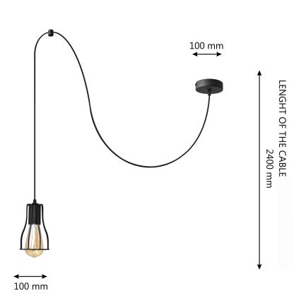 Chandelier on a string TUBE LONG 1xE27/15W/230V black