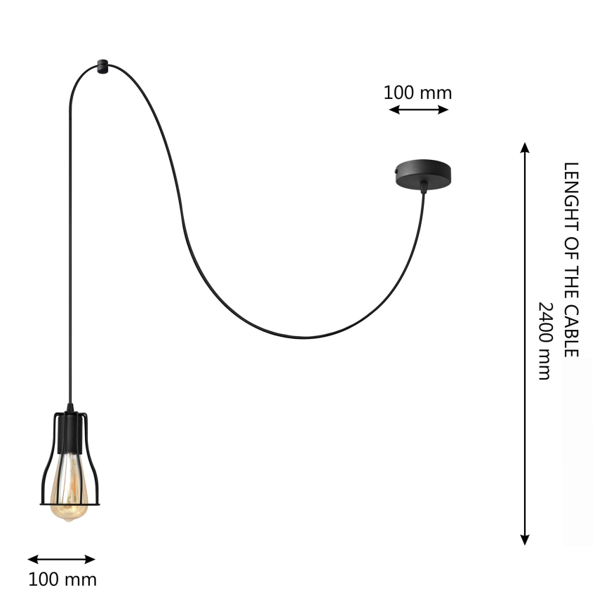 Chandelier on a string TUBE LONG 1xE27/15W/230V black