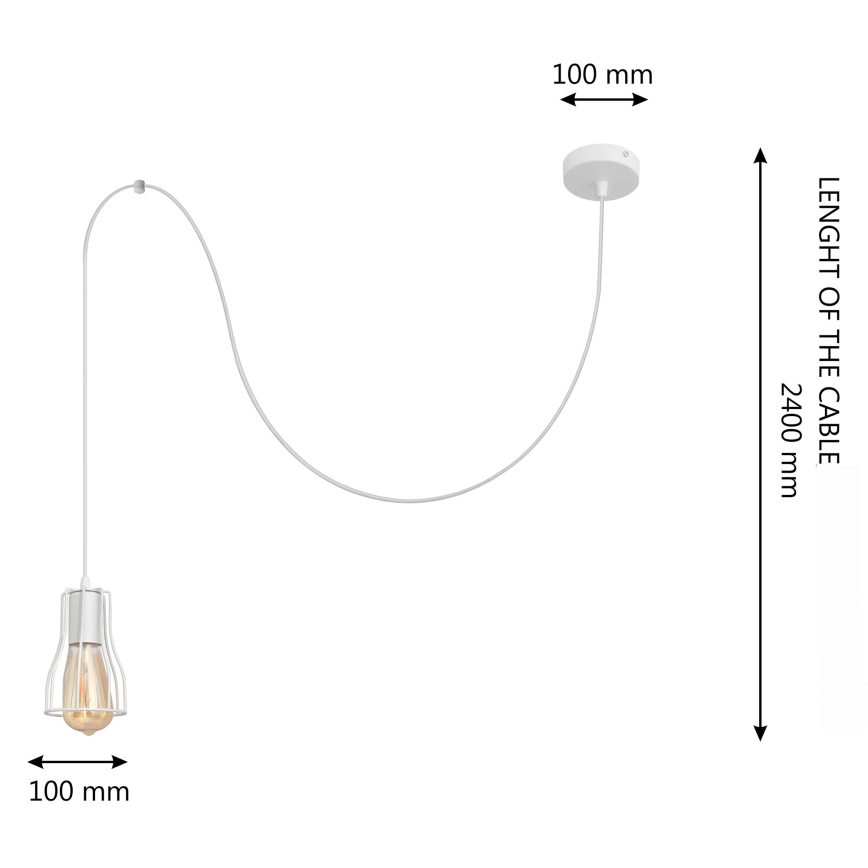 Chandelier on a string TUBE LONG 1xE27/15W/230V white