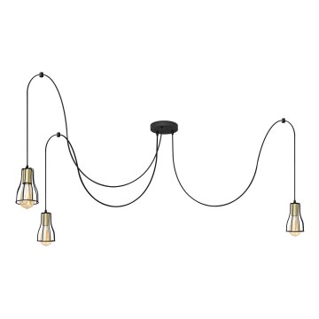 Chandelier on a string TUBE LONG 3xE27/15W/230V black/gold