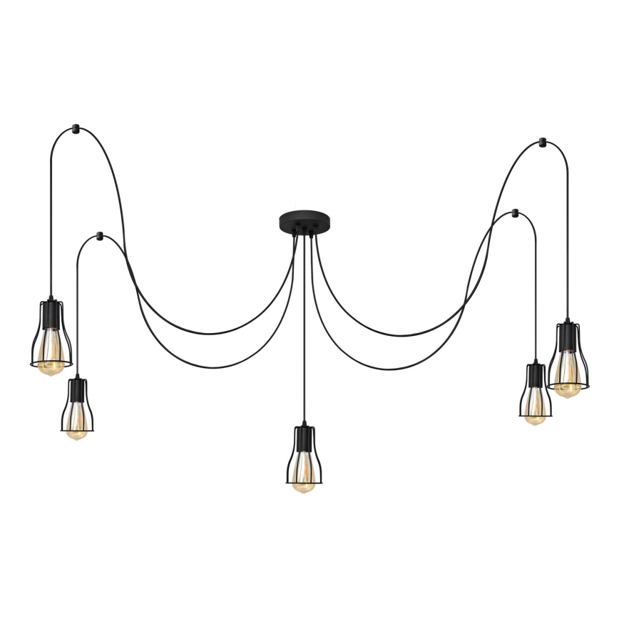 Chandelier on a string TUBE LONG 5xE27/10W/230V black