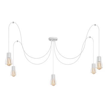 Chandelier on a string TUBE LONG 5xE27/10W/230V white