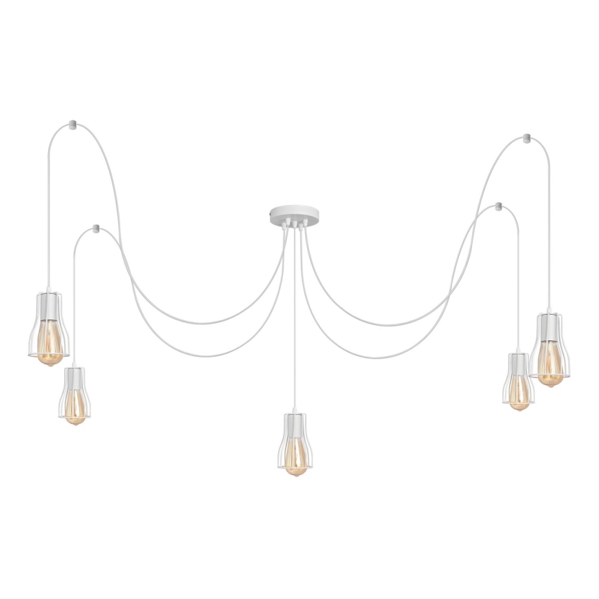 Chandelier on a string TUBE LONG 5xE27/10W/230V white