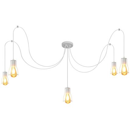 Chandelier on a string TUBE LONG 5xE27/10W/230V white