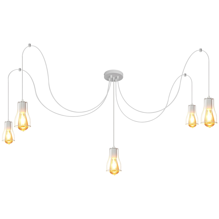 Chandelier on a string TUBE LONG 5xE27/10W/230V white