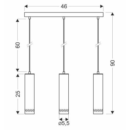Chandelier on a string TUBO 3xGU10/25W/230V