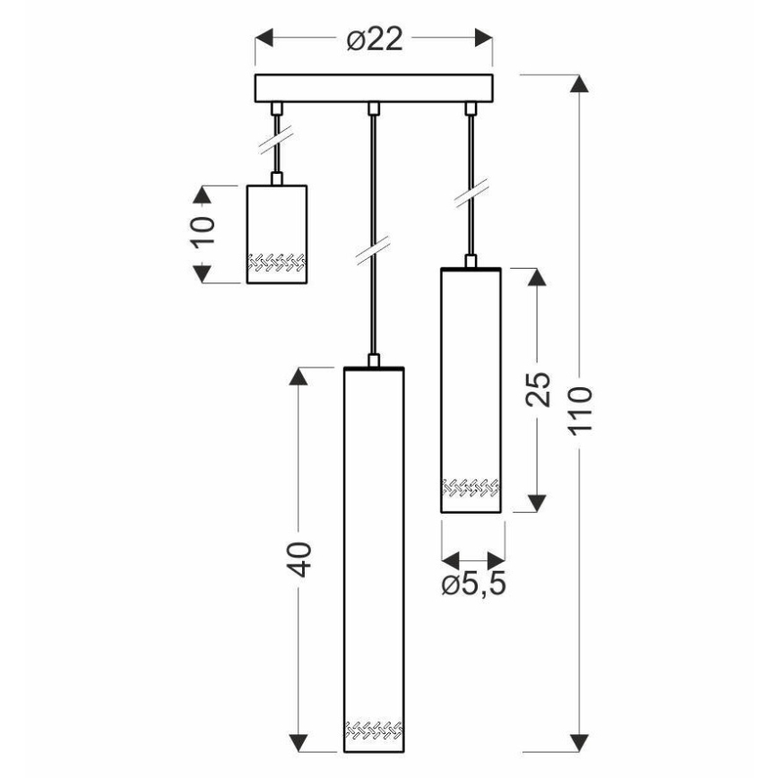 Chandelier on a string TUBO 3xGU10/25W/230V