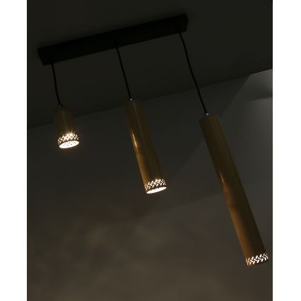 Chandelier on a string TUBO 3xGU10/25W/230V wood