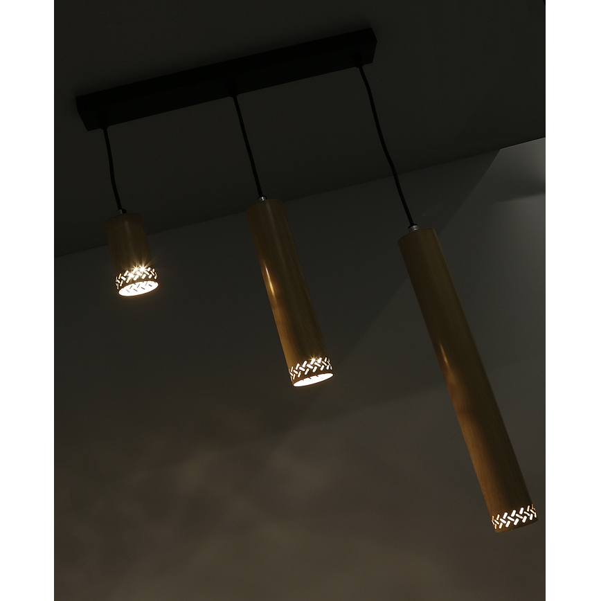 Chandelier on a string TUBO 3xGU10/25W/230V wood