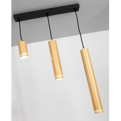 Chandelier on a string TUBO 3xGU10/25W/230V wood