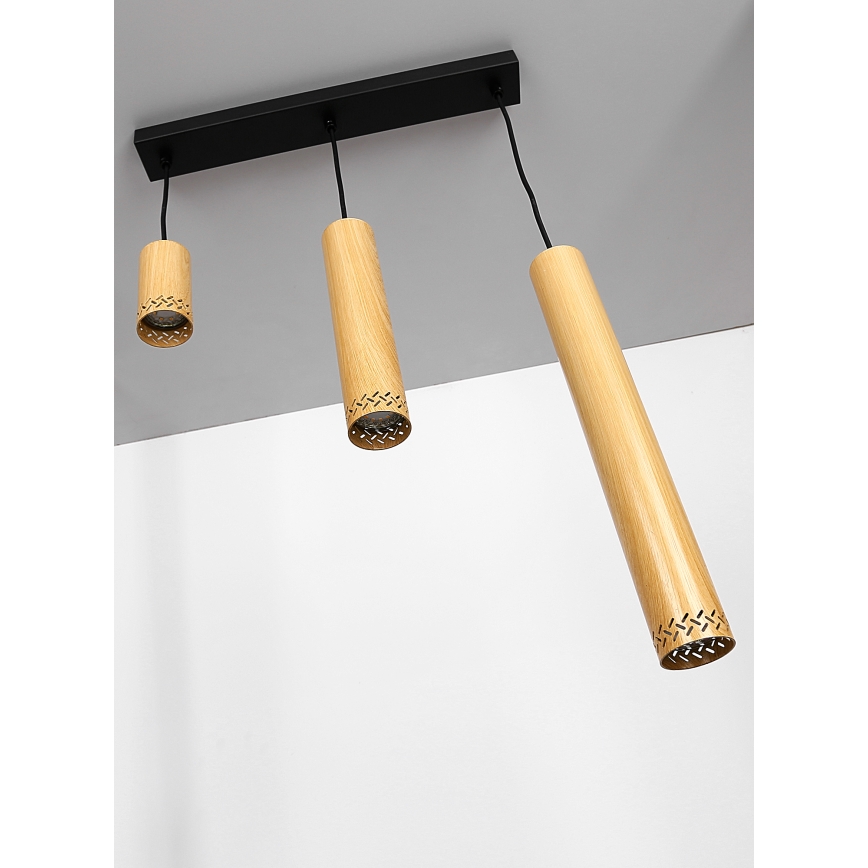 Chandelier on a string TUBO 3xGU10/25W/230V wood