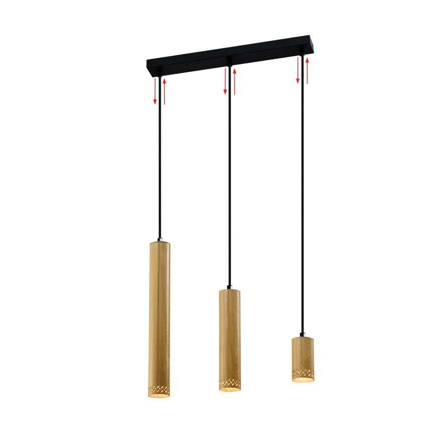 Chandelier on a string TUBO 3xGU10/25W/230V wood