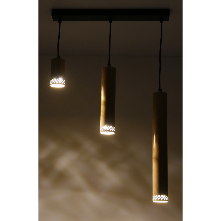 Chandelier on a string TUBO 3xGU10/25W/230V wood