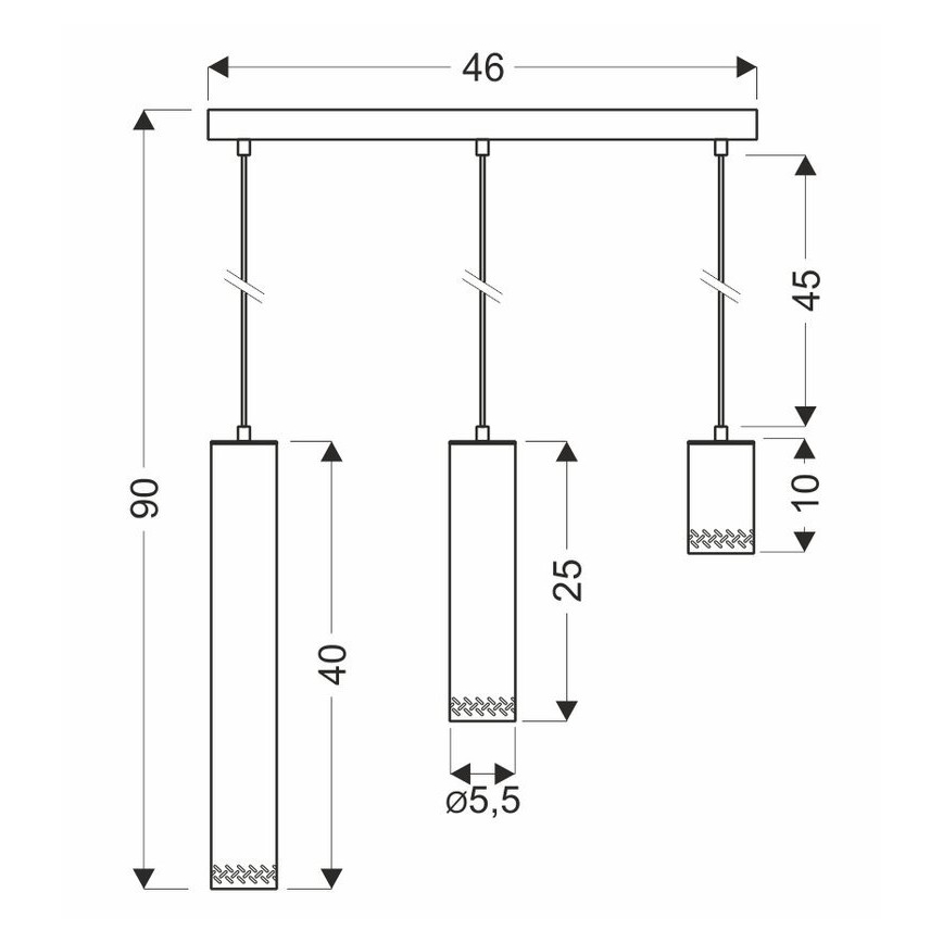 Chandelier on a string TUBO 3xGU10/25W/230V wood