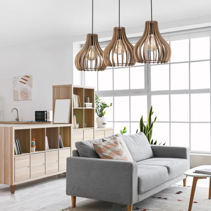 Chandelier on a string TUCCI 3xE27/15W/230V oak/black