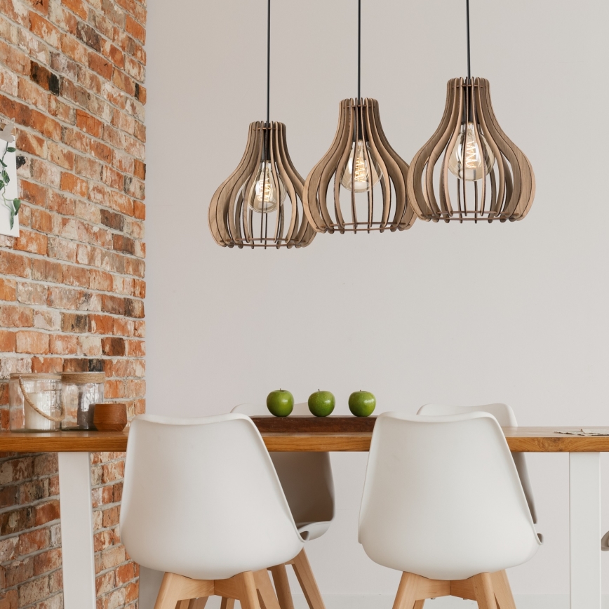 Chandelier on a string TUCCI 3xE27/15W/230V oak/black