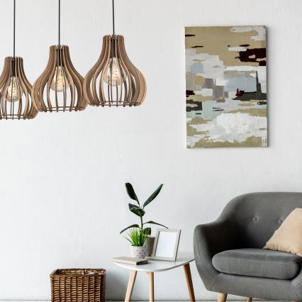 Chandelier on a string TUCCI 3xE27/15W/230V oak/black