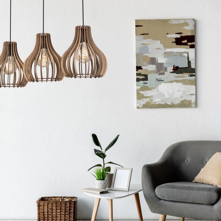 Chandelier on a string TUCCI 3xE27/15W/230V oak/black