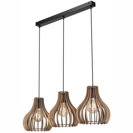 Chandelier on a string TUCCI 3xE27/15W/230V oak/black