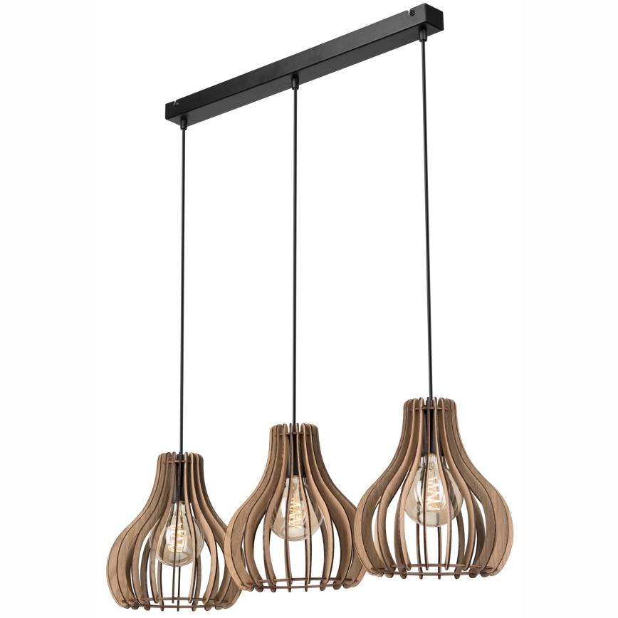 Chandelier on a string TUCCI 3xE27/15W/230V oak/black