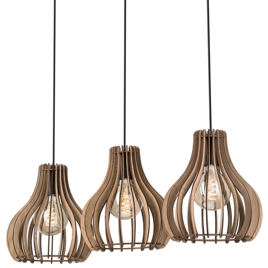 Chandelier on a string TUCCI 3xE27/15W/230V oak/black