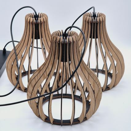 Chandelier on a string TUCCI 3xE27/15W/230V oak/black