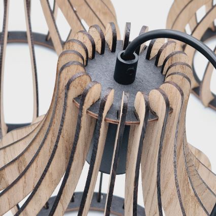 Chandelier on a string TUCCI 3xE27/15W/230V oak/black