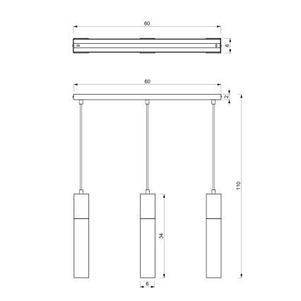 Chandelier on a string TULUM 3xGU10/60W/230V black