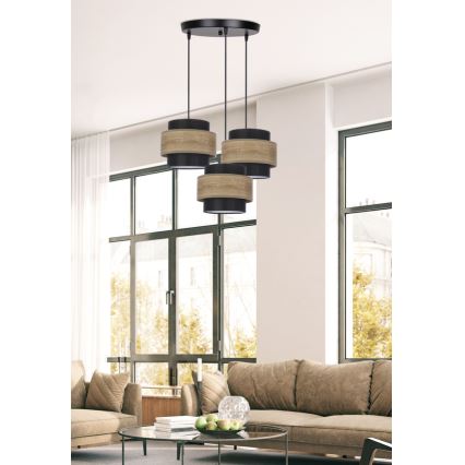 Chandelier on a string TWIN 3xE27/40W/230V brown/black